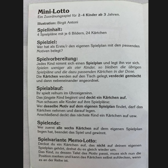 HABA Mini Lotto Number 19 Miniature Travel Tin Set of 4 Bingo From Germany - Picture 13 of 15